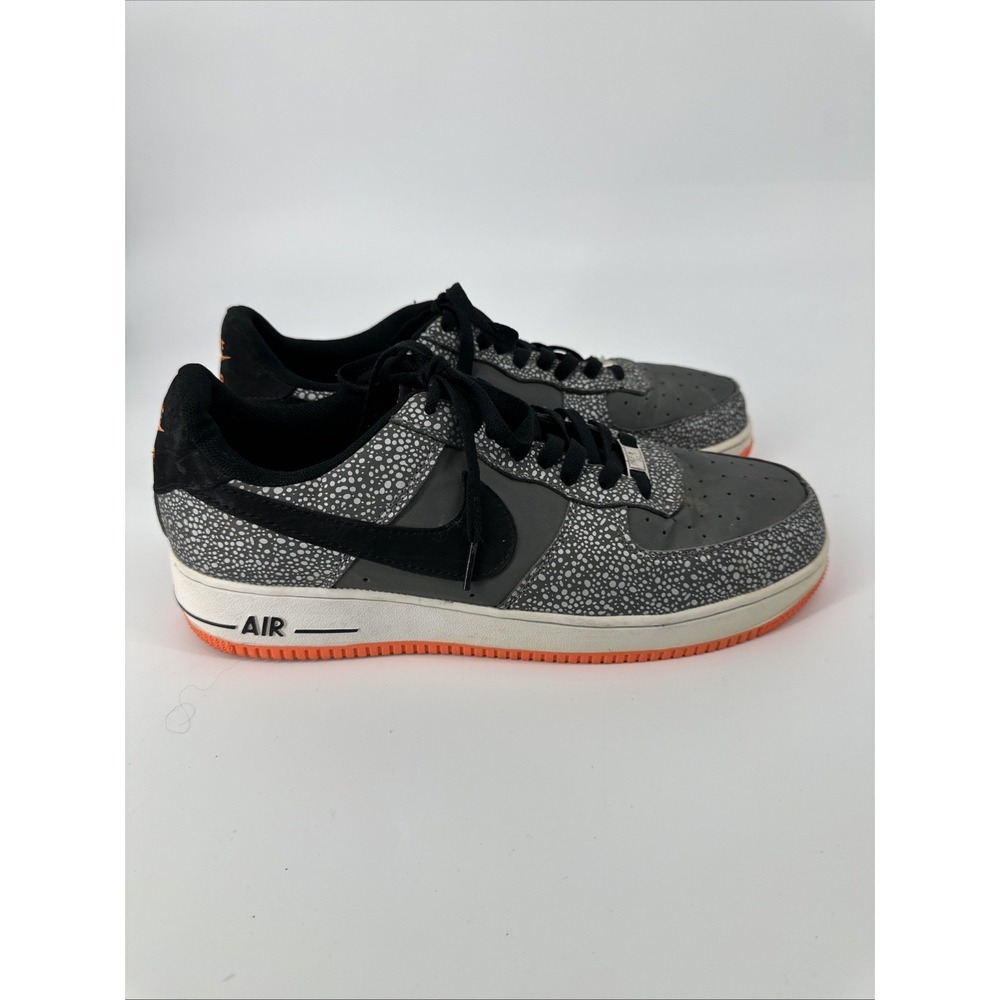 Nike Air Force 1 Low 'Safari' sneakers in a dark grey & black w/ orange accents
